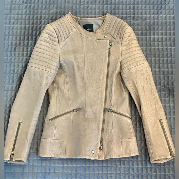 Saba Erica Biker Leather Jacket Size 6 - Picture 4 of 6